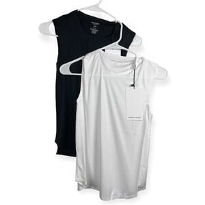 Ministry of Supply Luxe Touch Tank Set Black and White XXS NWT